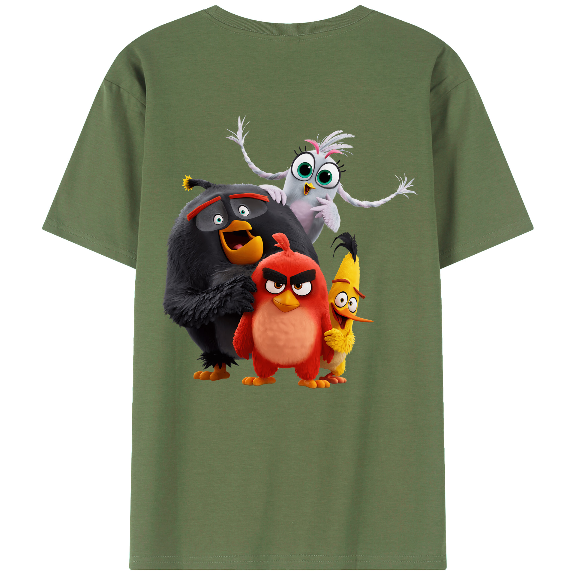 （画像用） Angry Birds アングリーバード 綿100％ メンズ半袖Tシャツ（バックプリント） 通気性